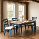 Barton Traditional Farmhouse Dining Table, Blue Base