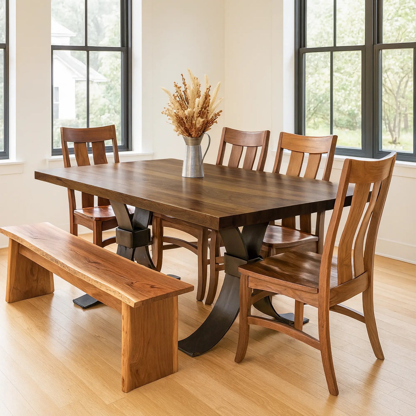 Beckett Modern Walnut Dining Table with Black Glaze Finish