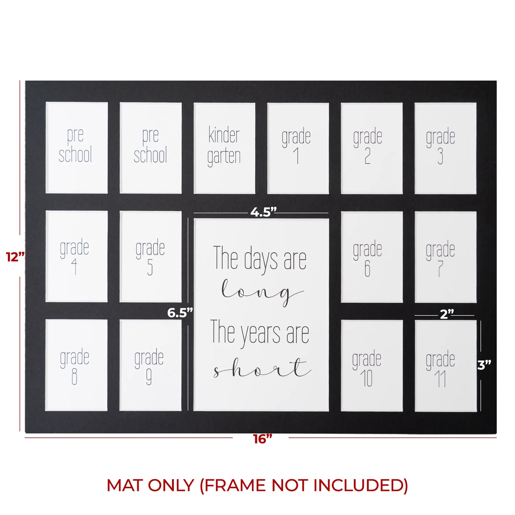 Black School Photo Mat Dimensions