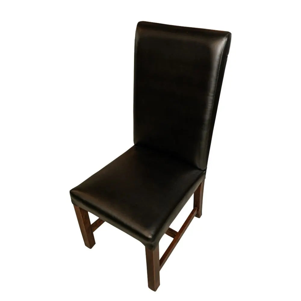 Black Parsons Dining Chair with Cherry Legs