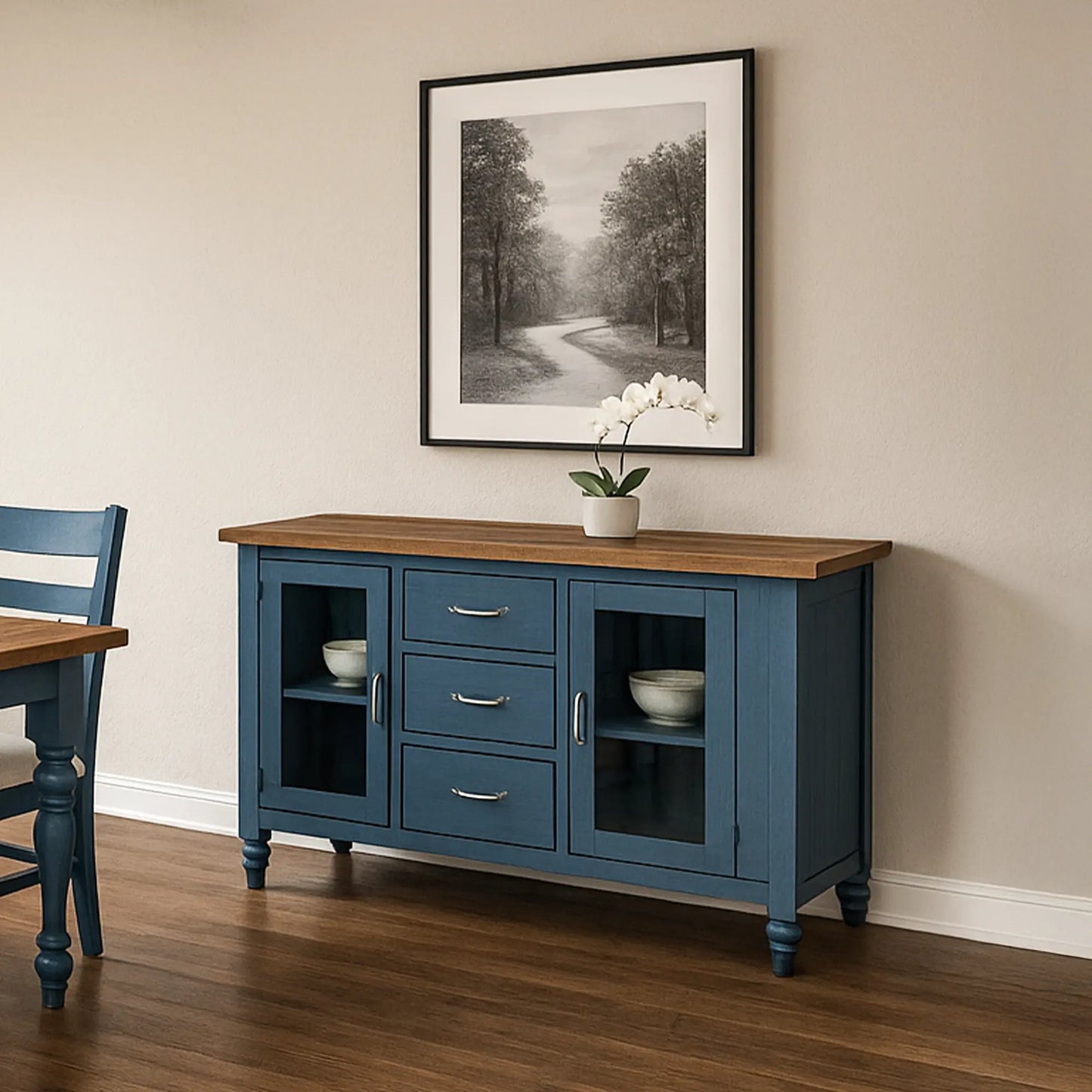 Barton Blue Farmhouse Beverage Cart