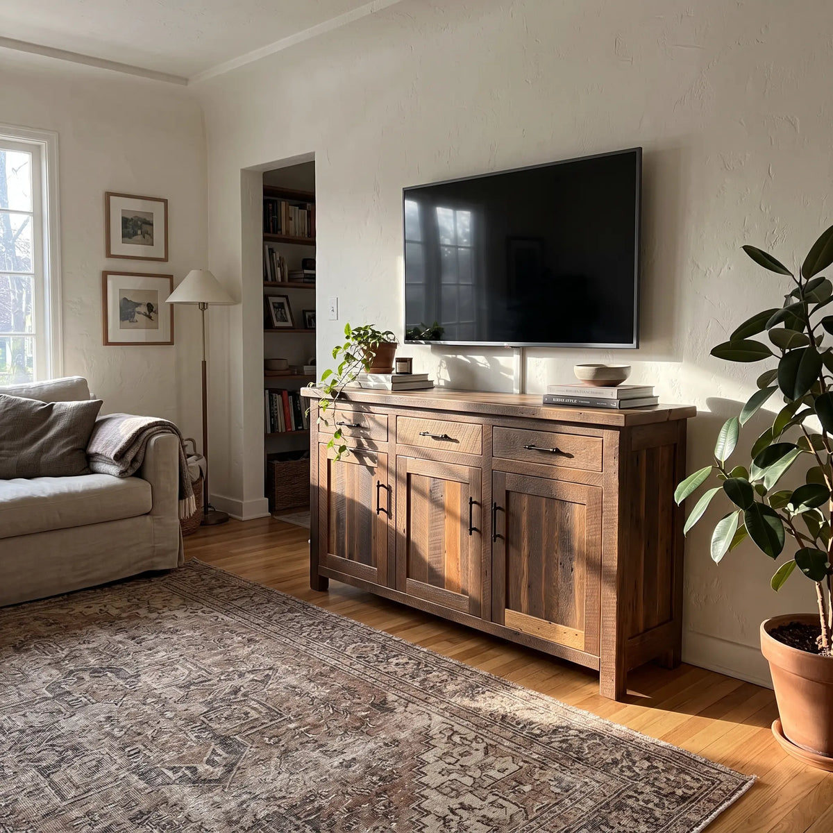 Bristol Rustic Wood Entertainment Center