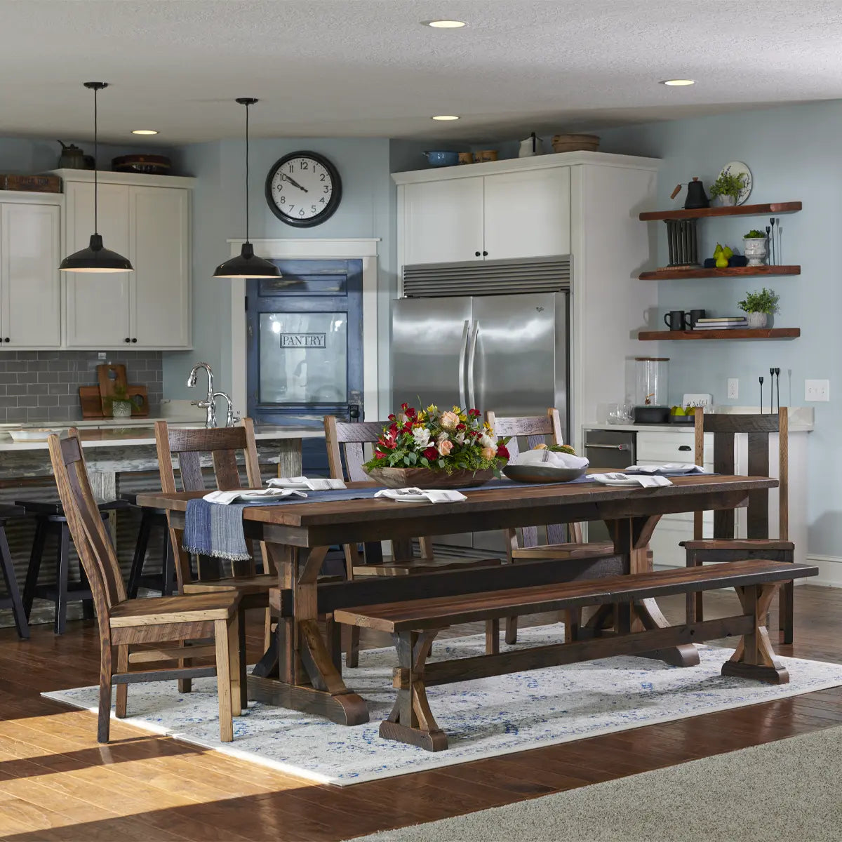 Reclaimed Wood Rectangular Dining Table Rustic Red Door