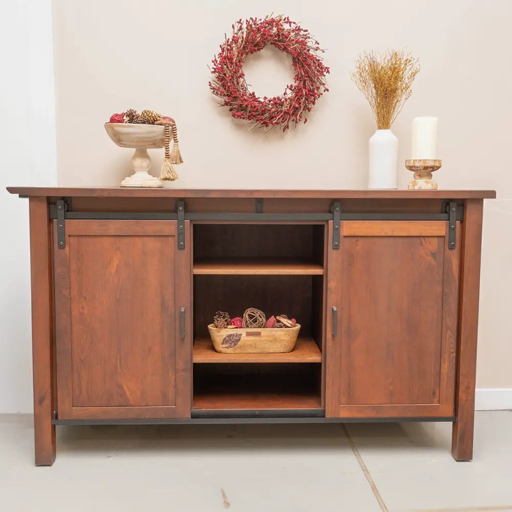 cherry buffet sideboard with sliding barn doors