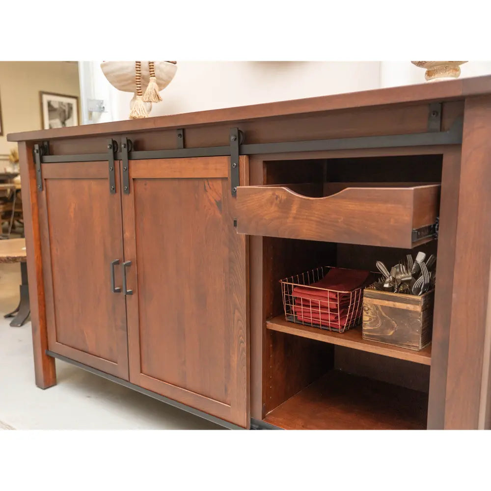 cherry wood buffet cabinet with drawer