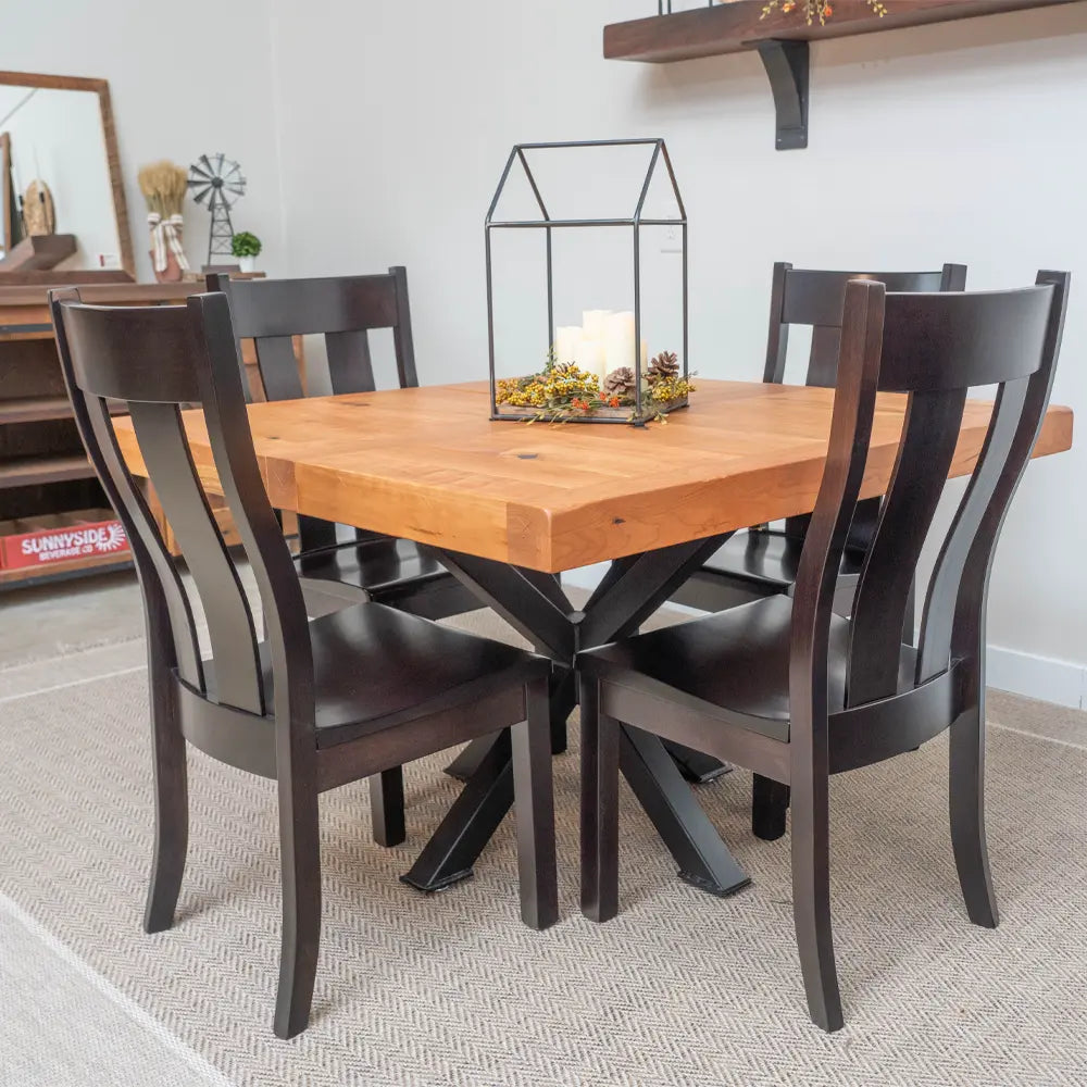 cherry wood square dining table, extendable