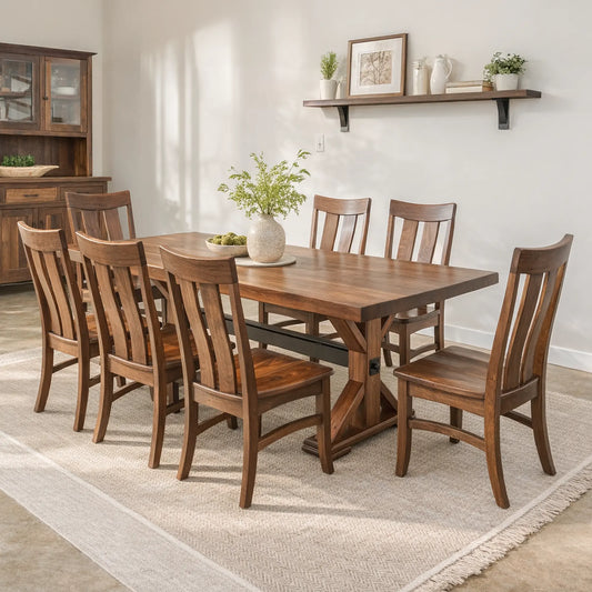 Clayton Walnut Wood Farmhouse Base Dining Table