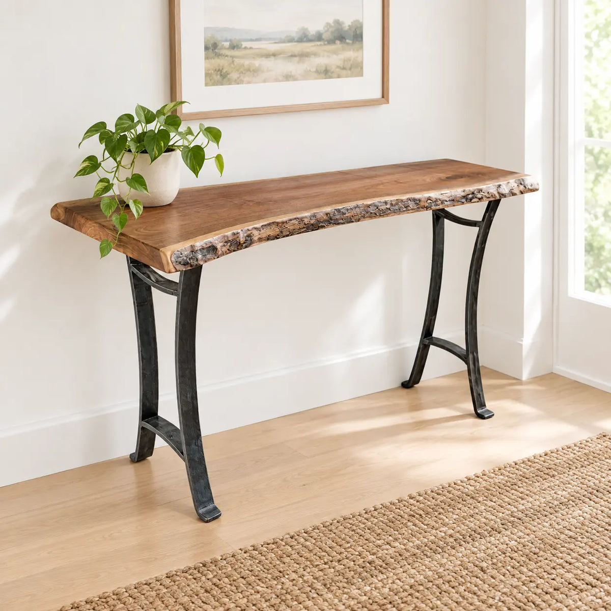 Custom Live Edge Walnut Console Table