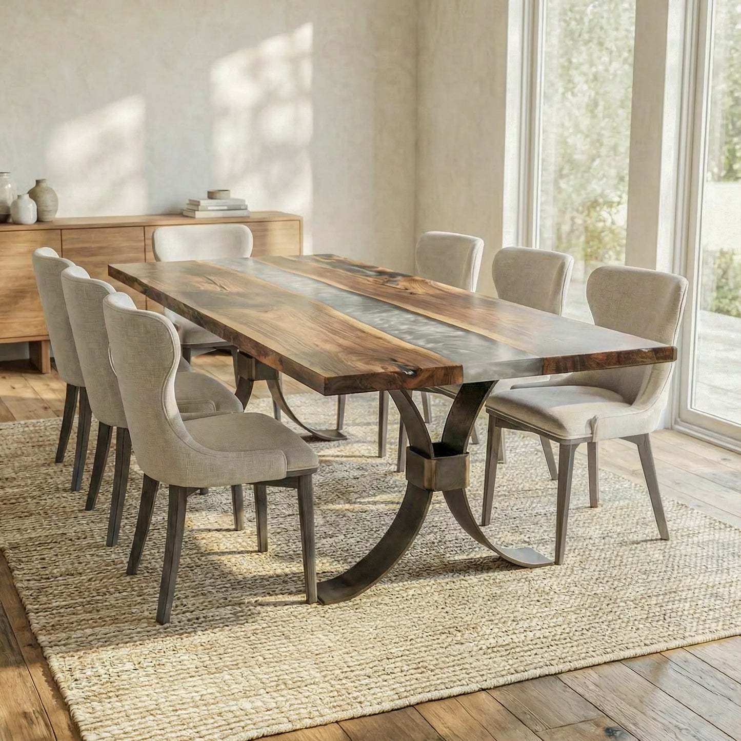 Custom Walnut River Dining Table