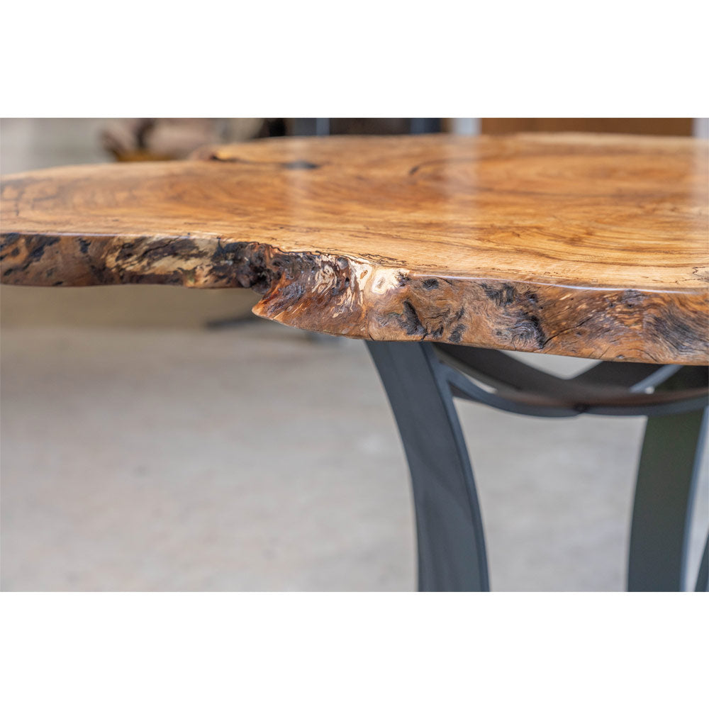 6 Foot Walnut Live Edge Wood Table On V Frame Legs