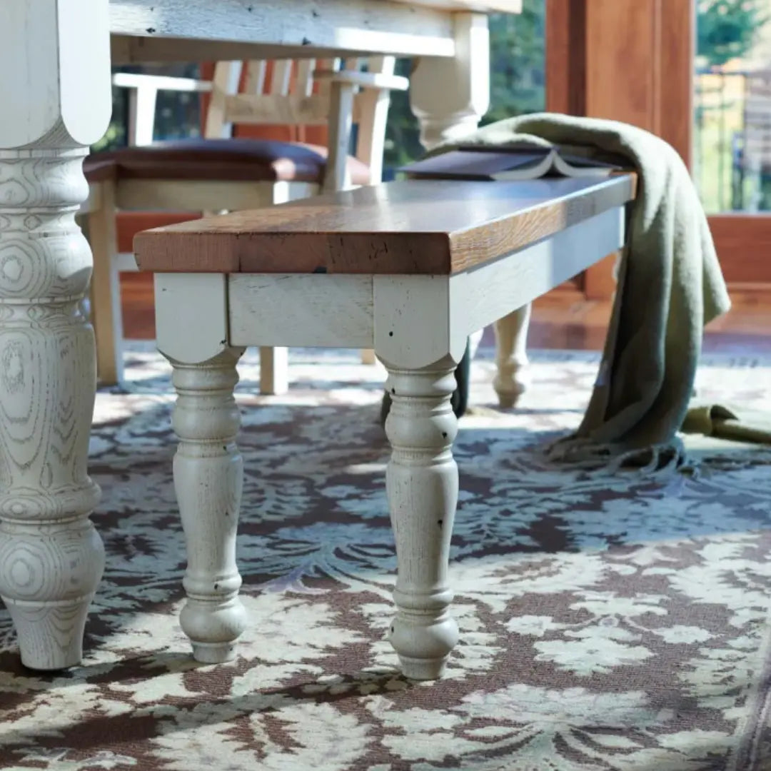 Farmhouse White Base Dining Bench