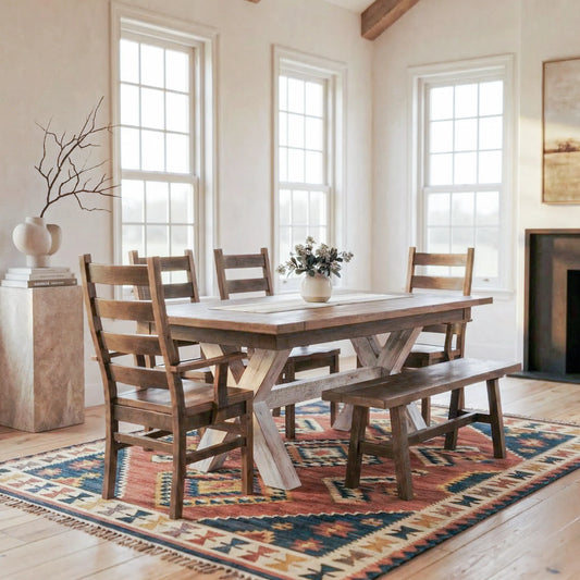 Foster Farmhouse Barnwood Dining Table - Long Plank