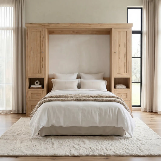 Aurora Murphy bed open in a modern guest bedroom
