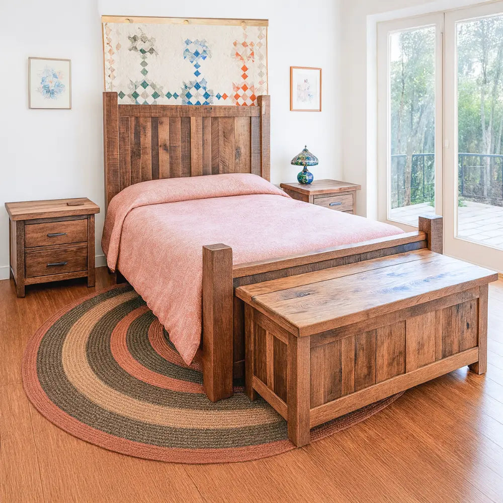 Fullerton Rustic Reclaimed Barn Wood Bed Frame