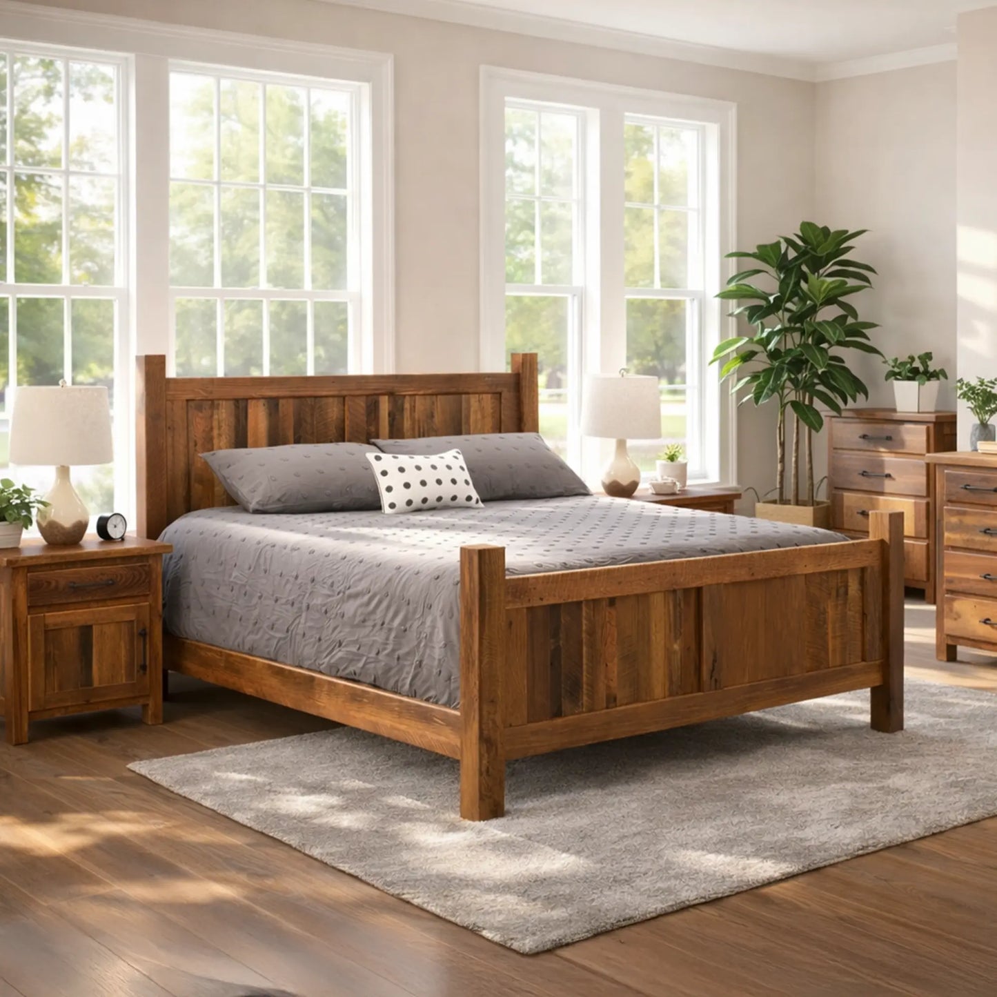 Fullerton Rustic Reclaimed Barnwood Bed Frame