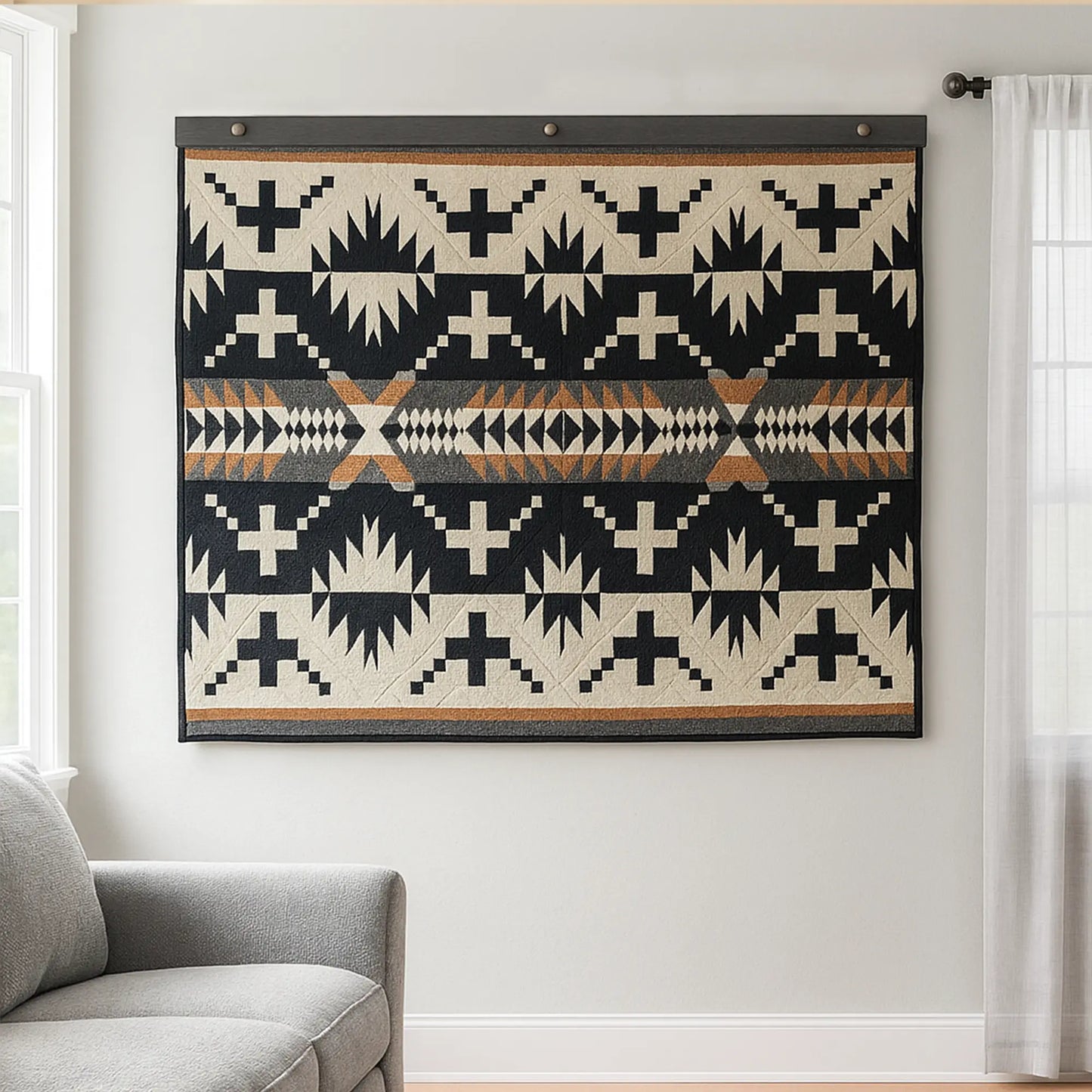 Gray Quilt Wall Hanger Clamp