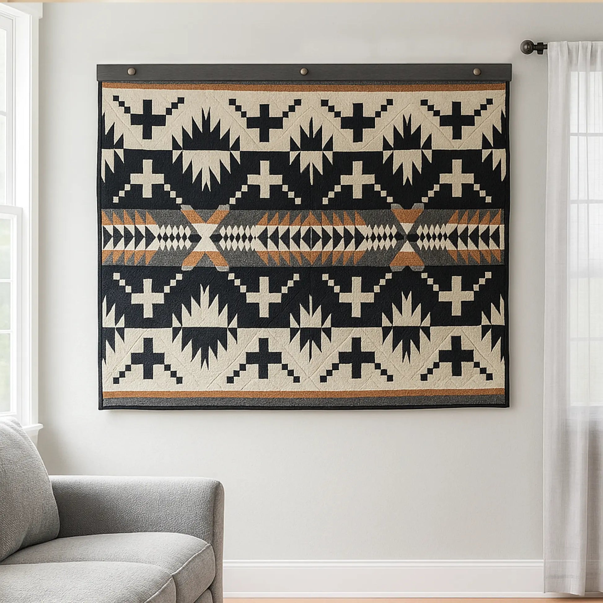 Gray Quilt Wall Hanger Clamp