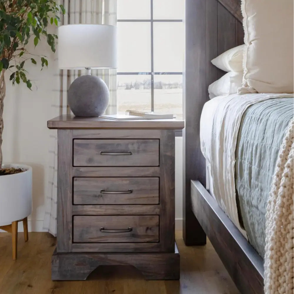 Gray Maple Nightstands with Drawers