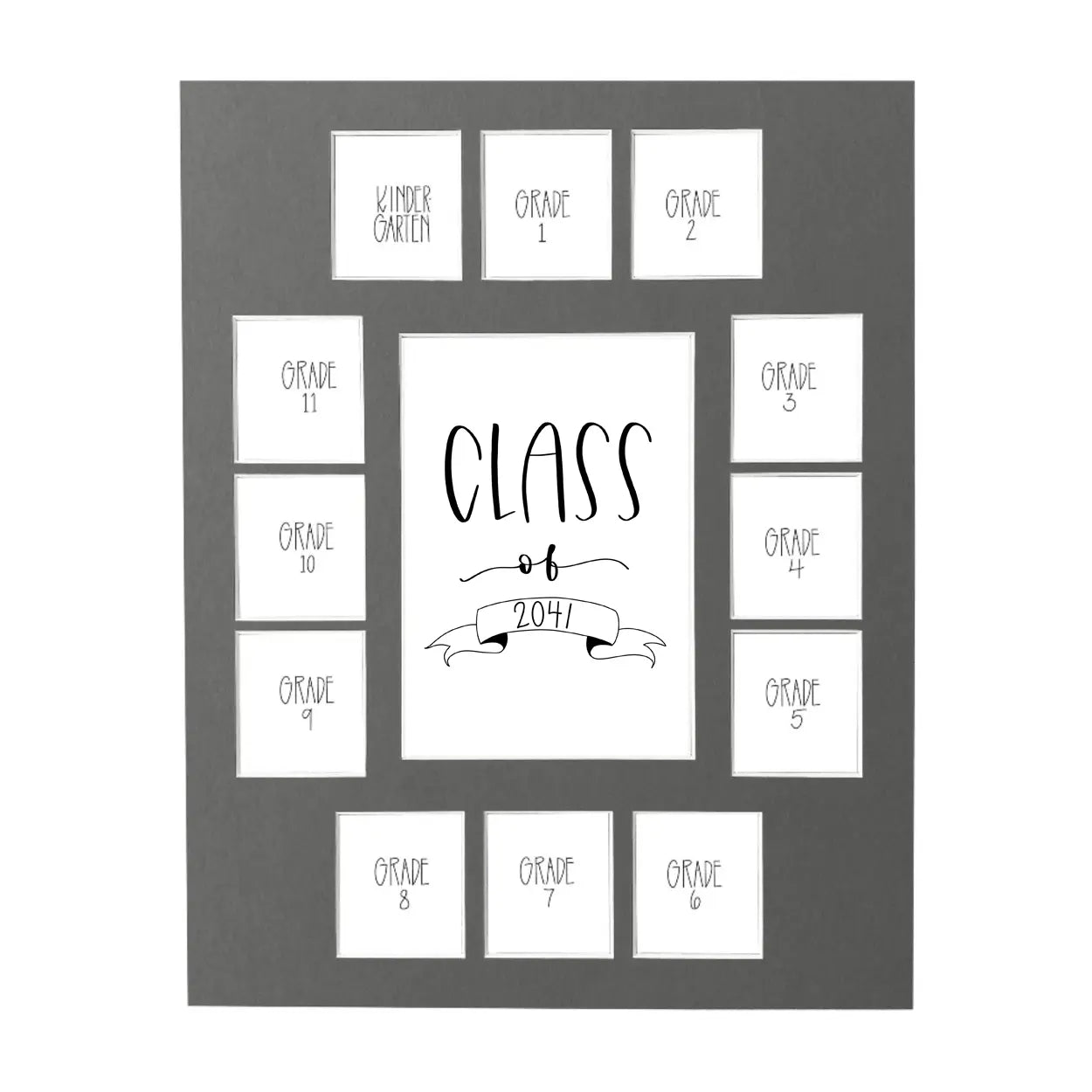11x14 White School Picture Frame, Grey Mat