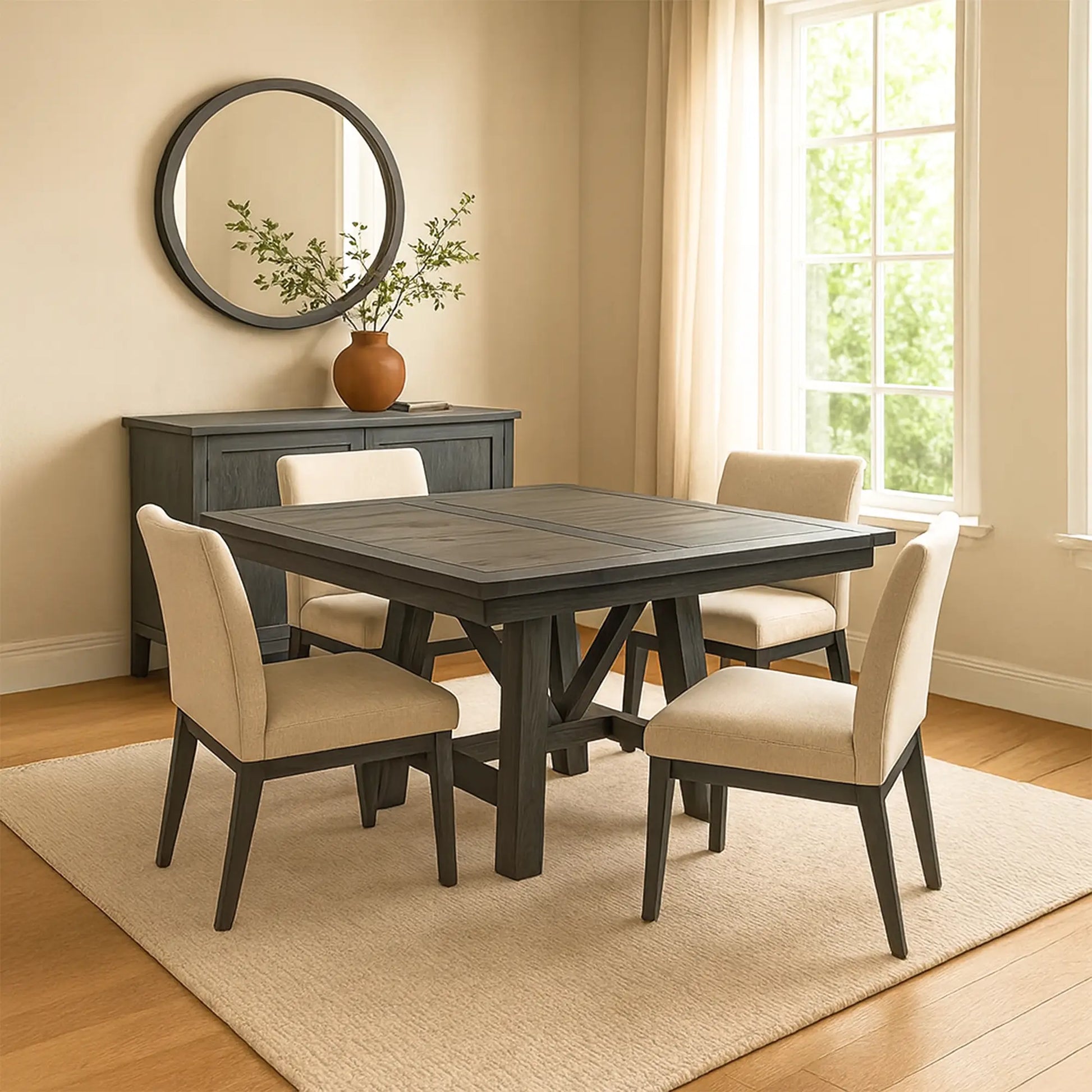 Gray Quartersawn Oak Dining Table