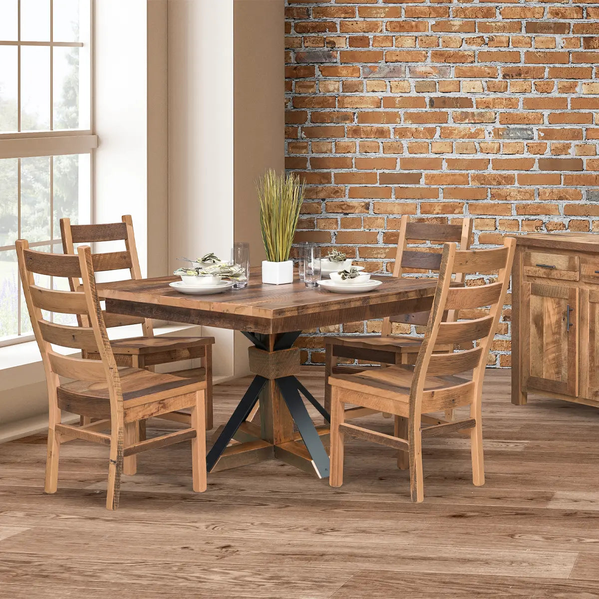 Hampton Square Reclaimed Wood Rustic Dining Table