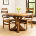 reclaimed wood round dining table