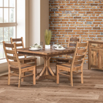 Rustic Square Dining Table in Barnwood, Trestle BAse