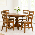 Round Wood Pedestal Dining Table in Maple