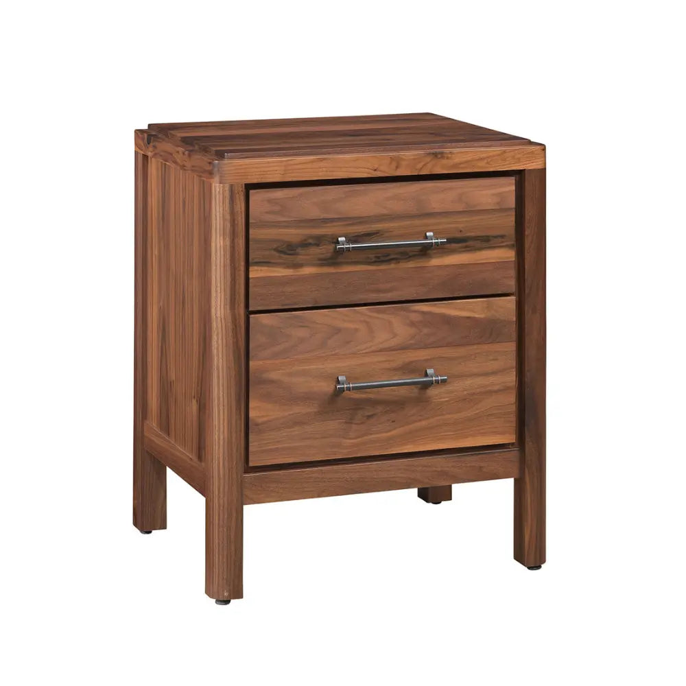 Lena Rustic Walnut Nightstand 2 Drawers