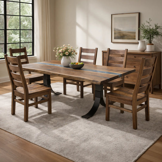 96" Live Edge Walnut River Dining Table