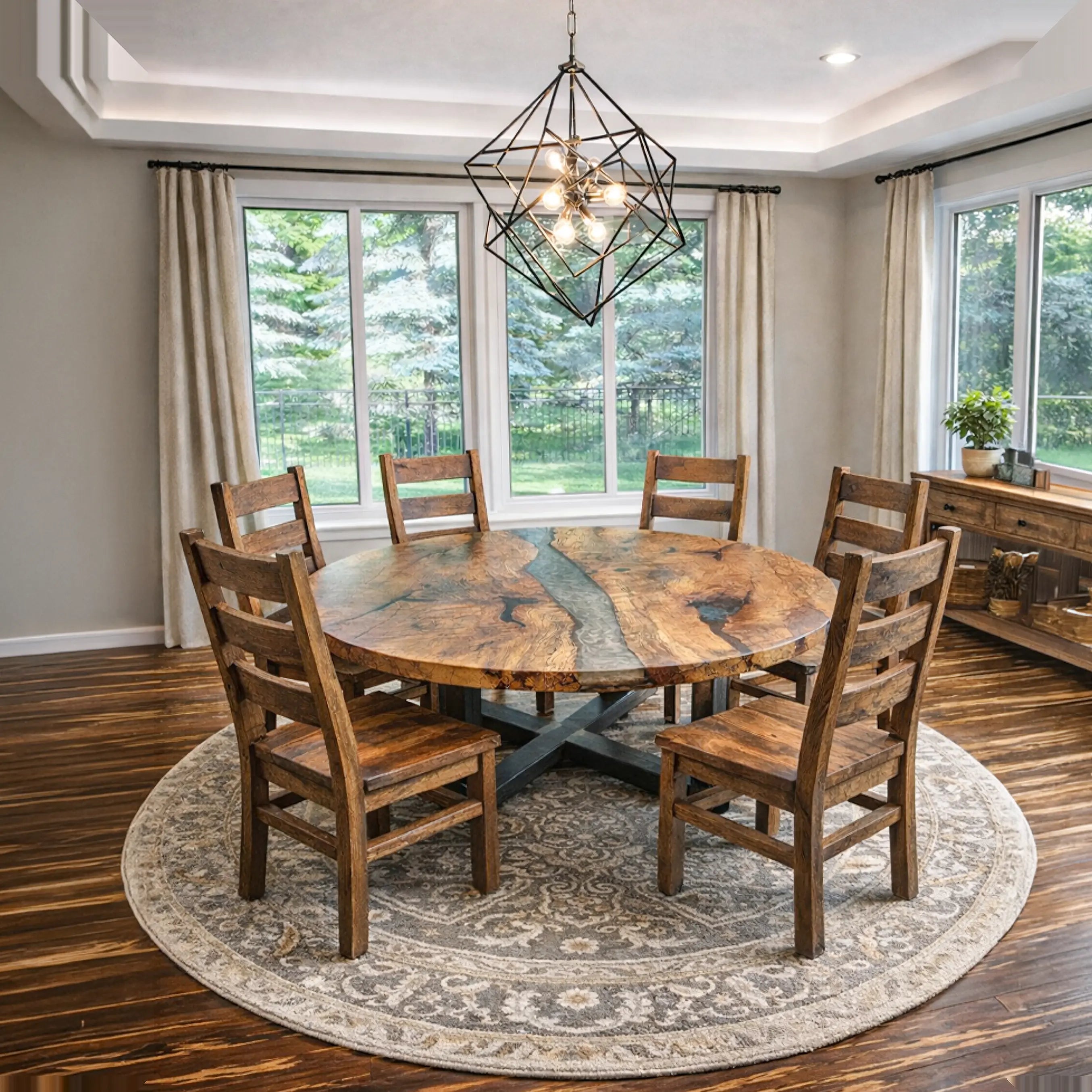 Spalted Maple Round River Dining Table | Rustic Red Door