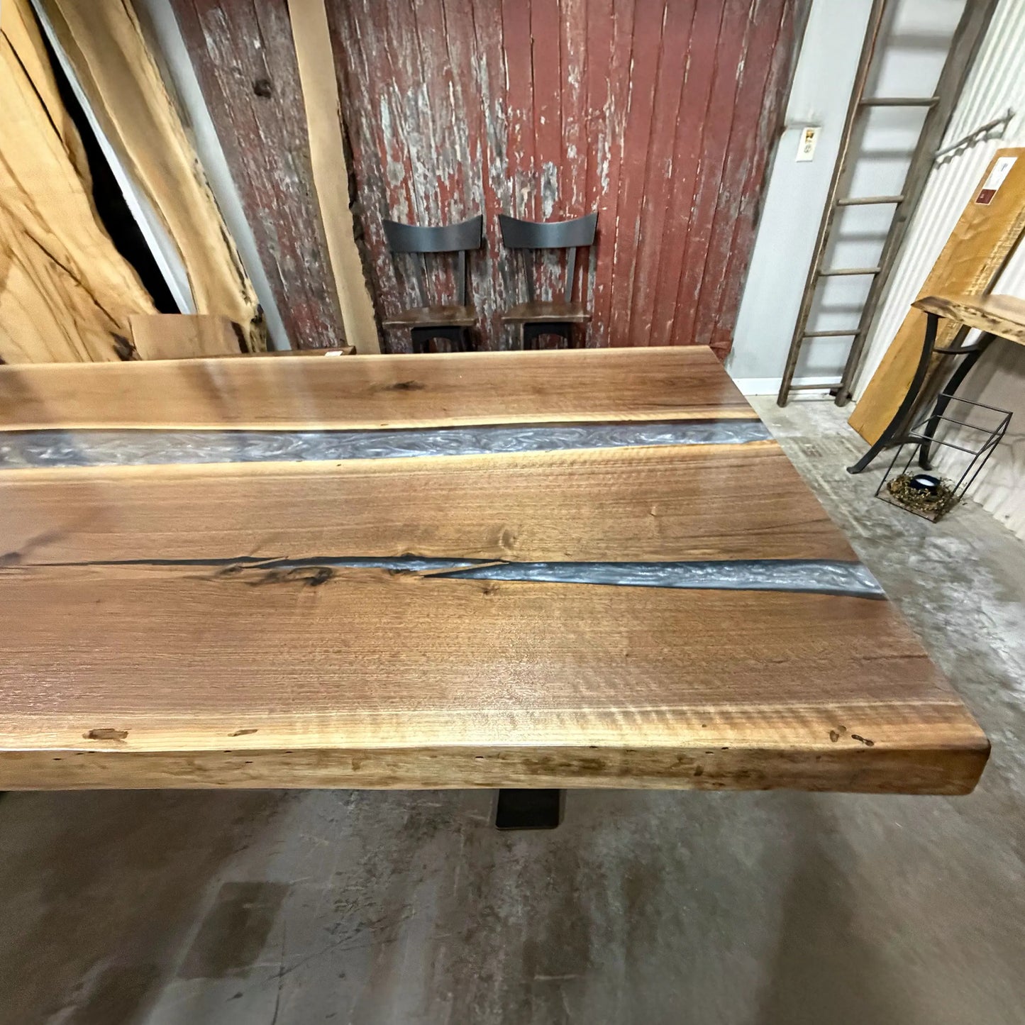 96" Live Edge Walnut River Dining Table