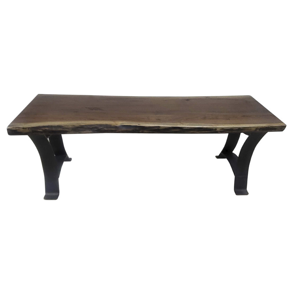 48" Live Edge Walnut Bench, Golden Gate Base