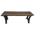 48" Live Edge Walnut Bench, Golden Gate Base