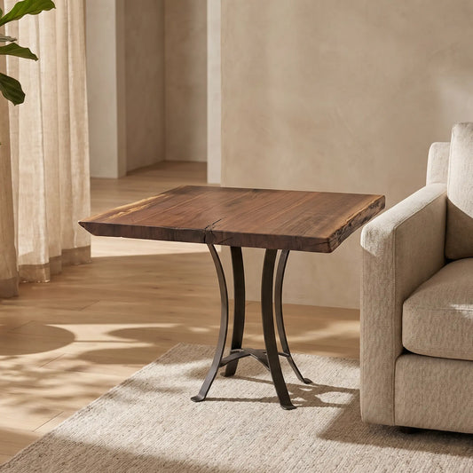 24" Rustic Walnut Live Edge End Table