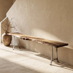 129"L Live Edge Walnut and Epoxy Console Table