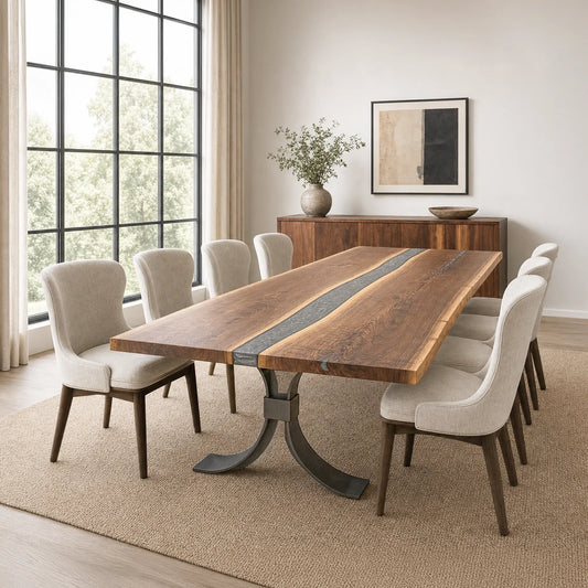 96" Live Edge Walnut River Dining Table