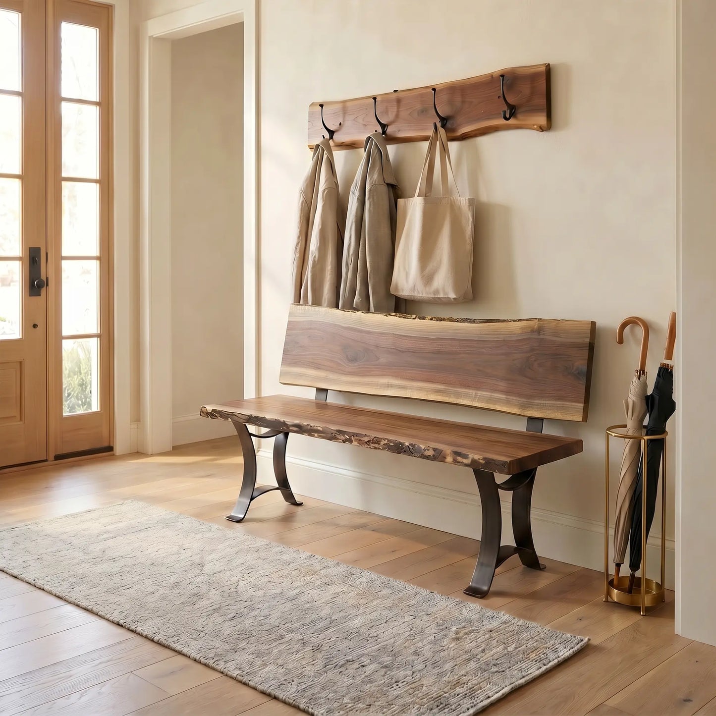 Solid Walnut Live Edge Coat Rack