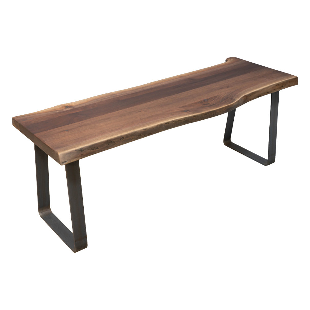Modern Walnut Bench, Live Edge
