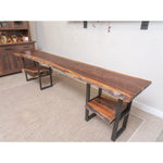 Live Edge Walnut Console Table with Shelves