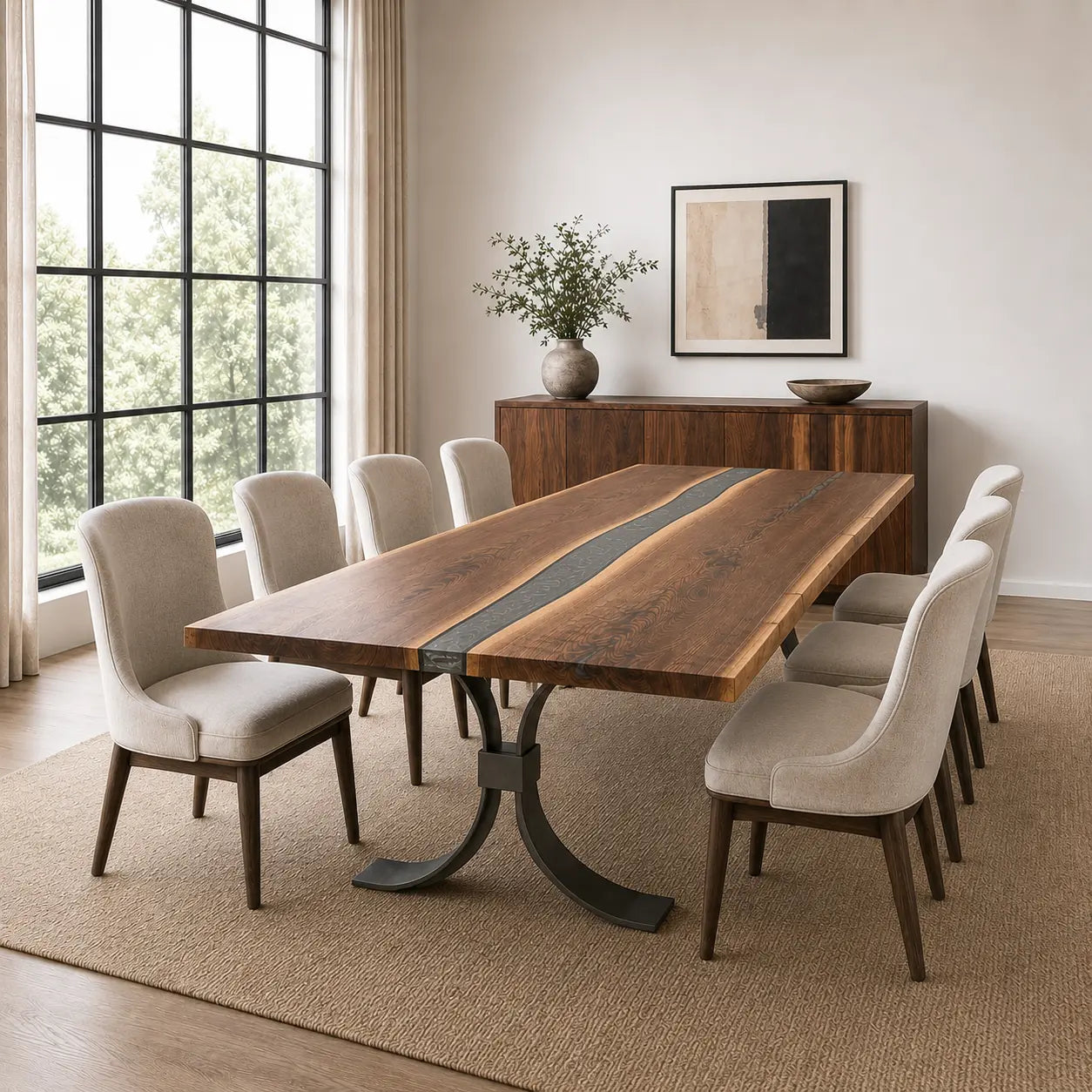 96" Live Edge Walnut River Dining Table