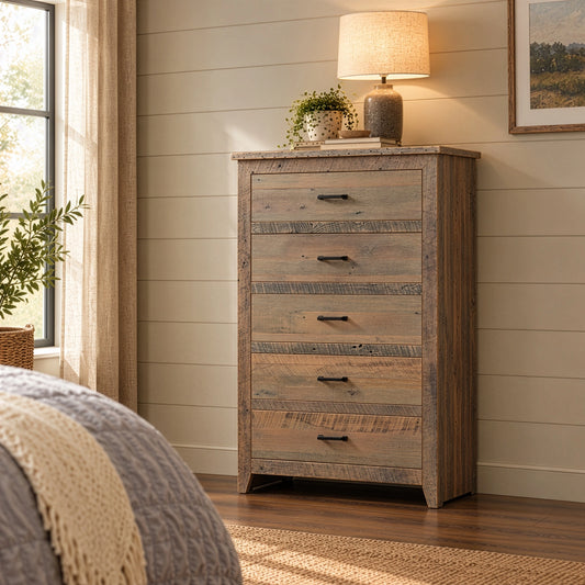 Madison Modern Farmhouse Grey Dresser, 5 drawers