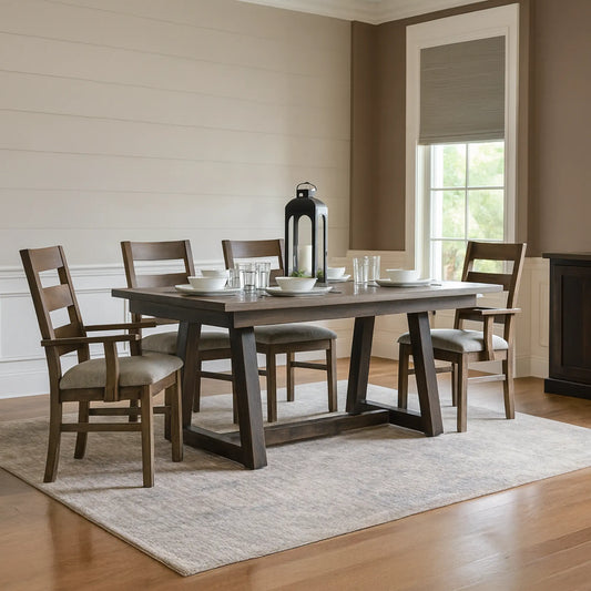 Mallory Modern Farmhouse Dining Table, Black Base