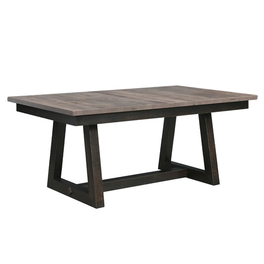 Mallory Barnwood Dining Table, Short Plank, Ebony Base