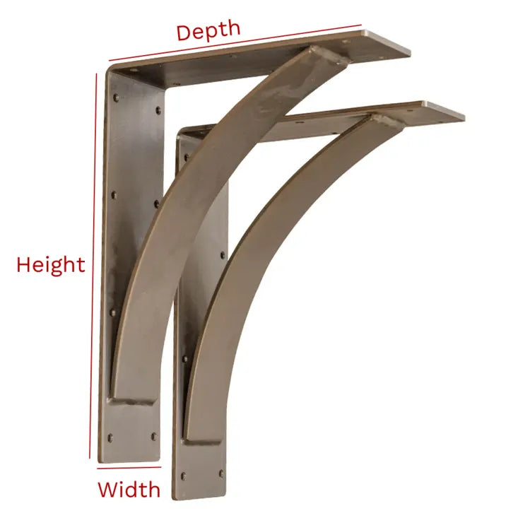 Arched Gold Rubbed Bronze Steel Mantel Bracket