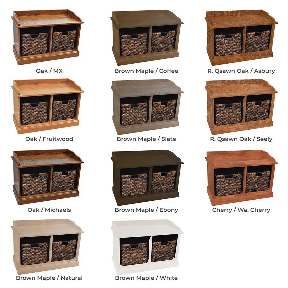 Mission Cubby Wood Storage Bench with Baskets