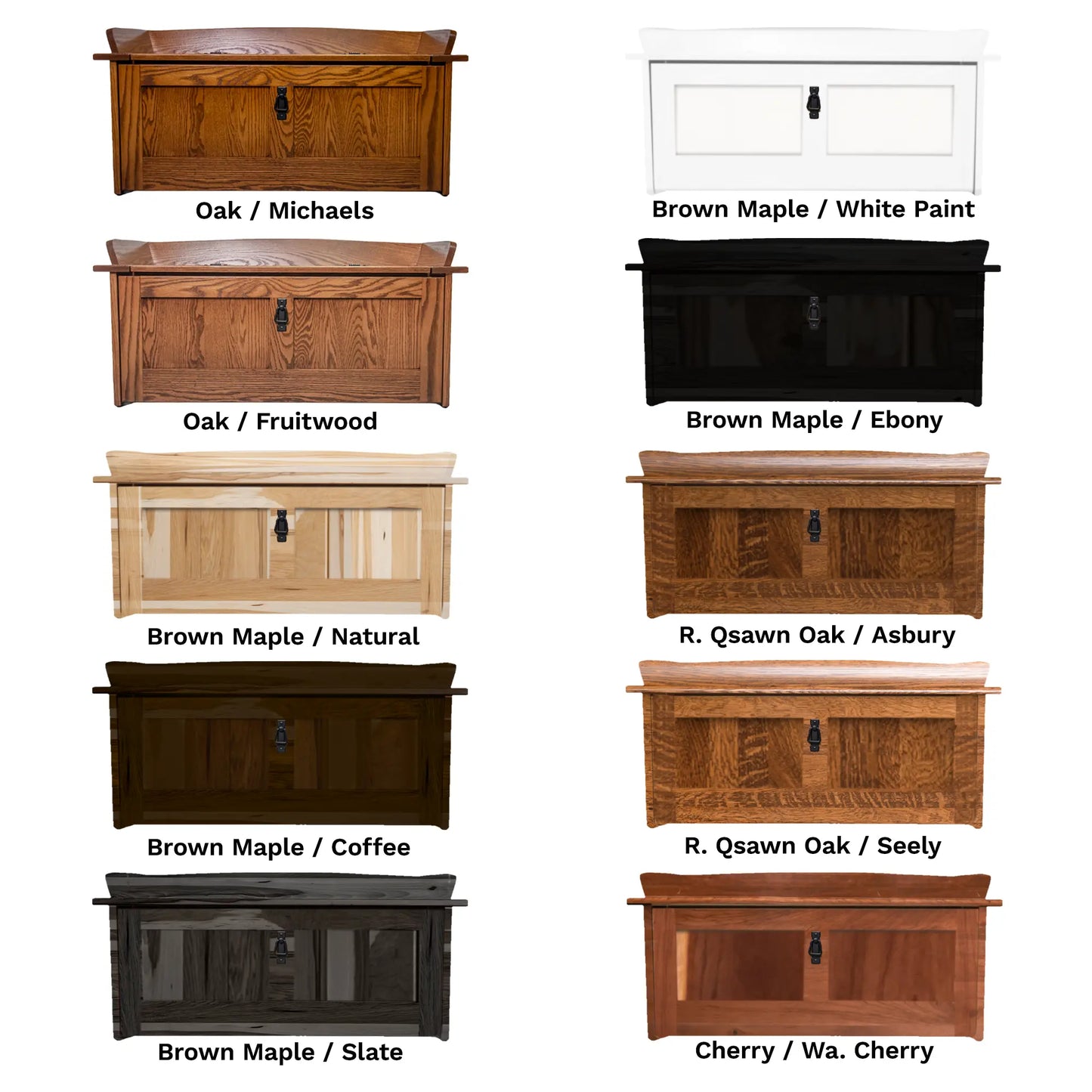 Mission Style Shoe Bench Storage Color Options