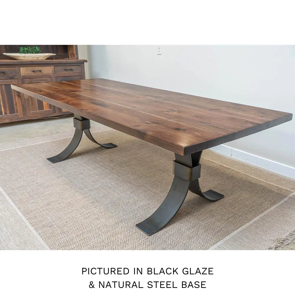 Beckett Contemporary Walnut Wood Dining Table with Steel Base
