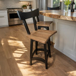 Quartersawn Oak Wood Swivel Bar Stool