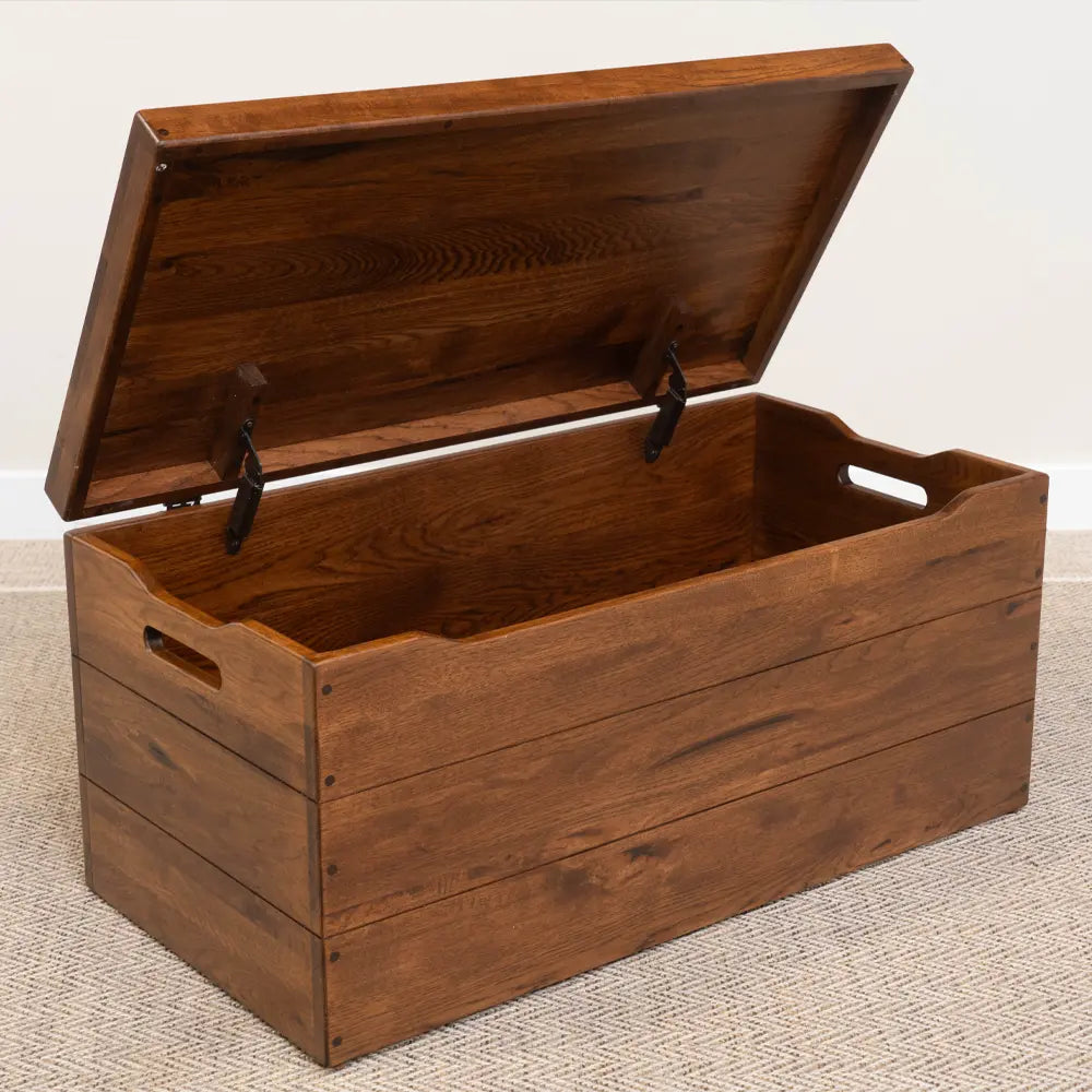 Open Hickory Wood Storage Chest